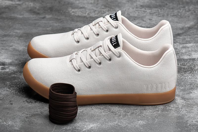 White Nobull Ivory Gum Canvas Men's Trainers | CA Q1401M